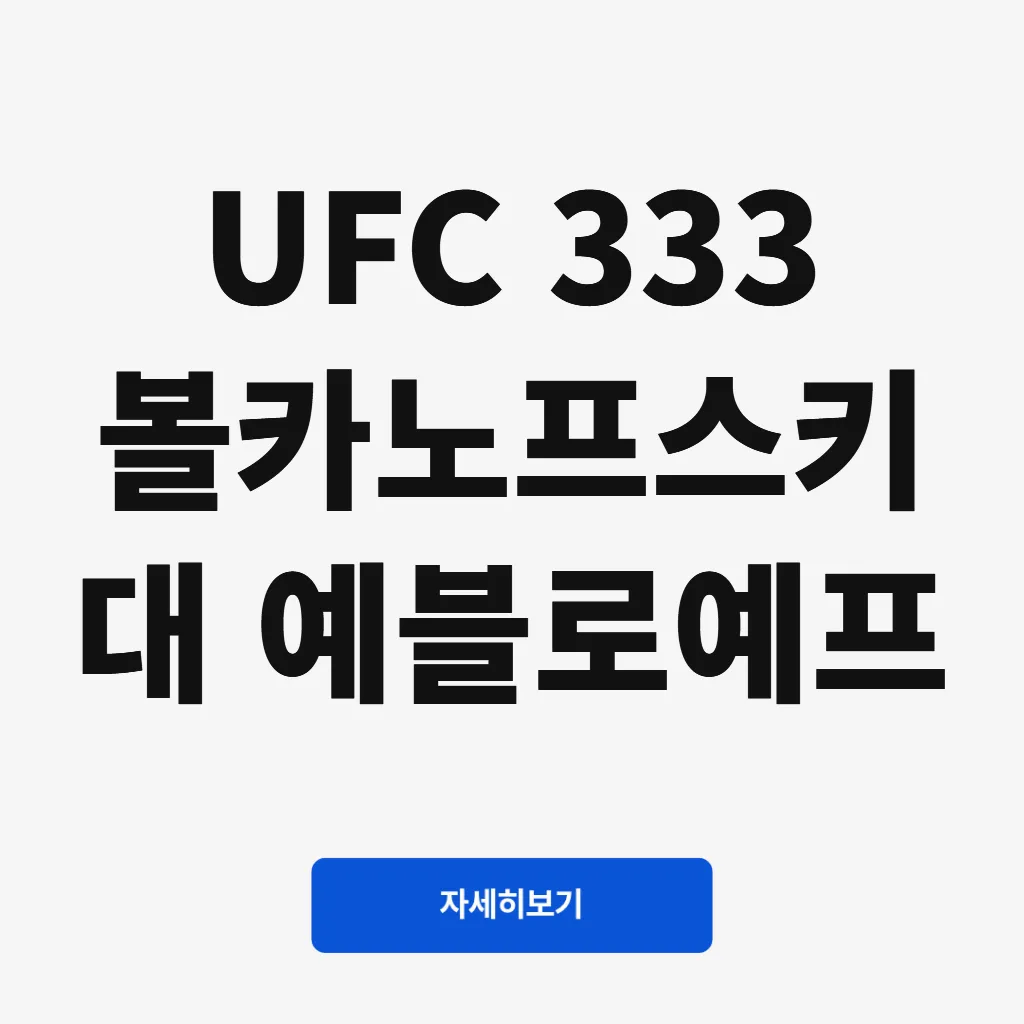 UFC 333 볼카노프스키 대 예블로예프